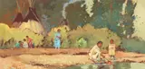 Sheryl Bodily, Moving Camp, On the Move - The Tribe, By the Stream and Native American Encampments (a group of four)