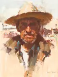Harley Brown, Oaxacan Rancher, pastel on tan paper