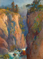 Percy Gray, Rogue River Gorge, watercolor on paper