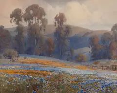Percy Gray, Wildflowers in a Clearing, watercolor on paper