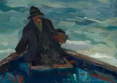 Armin Carl Hansen, Study (Man in a Boat), oil on panel