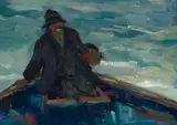 Armin Carl Hansen, Study (Man in a Boat), oil on panel