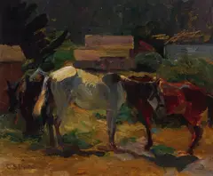 C. S. Price, Study (Horses), oil on board
