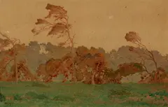 Gunnar Widforss, Pines at Monterey, watercolor on board