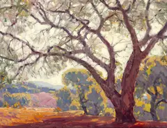 Shadow of the Oaks by Hanson Puthuff, oil on canvas, sold Apr 2024