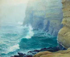 Guy Rose, Lifting Fog, La Jolla Cliffs, oil on canvas