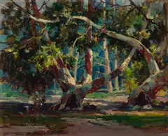 Jack Wilkinson Smith, Scattered Sunlight in the Trees, oil on canvas laid to board