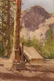 Charles A. Fries, Yosemite Campground, oil on canvas laid to board