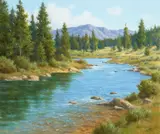 David Chapple, Sierra Trout Water, oil on linen laid to board