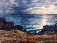 Joseph Kleitsch, Laguna Coastal Scene with Wildflowers, oil on canvas