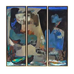 Ruth Armer, Abstract Triptych (a three panel screen), oil on canvas