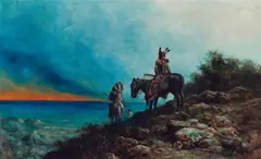 A. D. M. Cooper, Native American Scouts in a Western Landscape, oil on canvas
