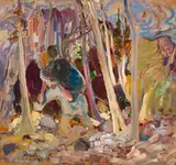 René Jean Richard, Scene de Campement, oil on Masonite