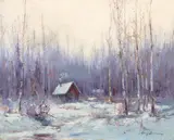 Sydney Laurence, Alaskan Cabin in the Woods