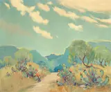 Dawson Dawson-Watson, Prickly Pear Cactus near Texas Hills, oil on board