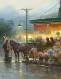 G., Market Day, oil on canvas