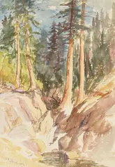 William Franklin Jackson, Soda Springs, watercolor and pencil on paper
