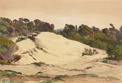 Sydney Janis Yard, Dunes, watercolor on paper