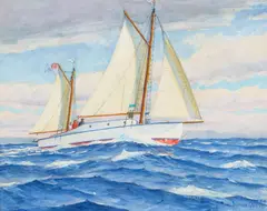 Joe Duncan Gleason, Yawl 'Dorothy G', oil on canvasboard