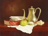 William Acheff, Still Life (with Green Apple), oil on canvas
