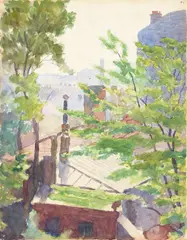 Thomas Pollack Anshutz, Rooftop Landscape (a double-sided work), circa 1890, watercolor on paper