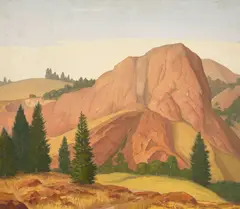 Maurice Del Mue, Navarro Rock, Mendocino County, oil on Masonite