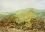 Albert Thomas Derome, Hills Along Crest, Back of San Mateo, watercolor on paper