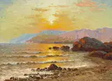 Richard Dey de Ribcowsky, Breaking Waves at Sunset, oil on canvas