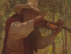 Gordon Coutts, The Fiddler, oil on canvas laid to board