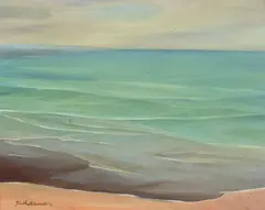 Ruth Armer, Seascape, oil on canvas laid to board