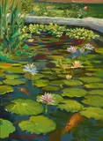 Aaron F. St. John, Reflected Lily Pond, oil on Masonite