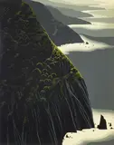 Eyvind Earle, A Group of 4 Scenic Screenprints, 1974 (2); 1975; 1976, A group of four screenprints in colors on wove paper, each signed in pencil and numbered 126/300, 135/300, 124/300 and 218/250 respectively