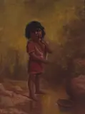 Alice Gray Coutts, Paddling His Own Canoe, oil on paper laid to board
