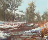 Jeffrey Carl Horn, Snow Melt, oil on canvasboard