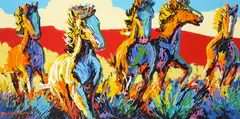 Larry Pirnie, Horse Herd, acrylic on paper