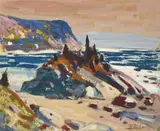 René Jean Richard, Sans Titre (Coastal View), oil on board