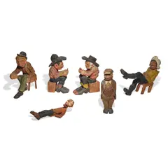 Andy Anderson, Folk Figures (a group of six), carved and painted wood