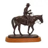 Keith Christie, Pair of Aces (Cowboy on Horseback), Bronze with brown patina