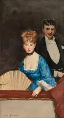 Jean Béraud, La Loge, watercolor on paper
