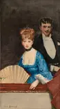 Jean Béraud, La Loge, watercolor on paper