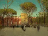Paul Cornoyer, Washington Square, New York, oil on canvas