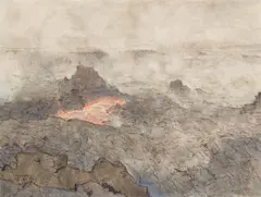 Charles William Bartlett, Kīlauea Crater, 1918, gouache and graphite on paper