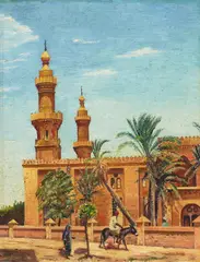 The Qaytbay, City of the Dead, Cairo, Egypt by Doris Duke, oil on canvas, sold Aug 2024