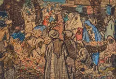 Charles William Bartlett, Indian Marketplace, 1918, watercolor, charcoal and graphite on paper laid to board