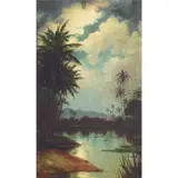 Helen Thomas Dranga, Palms Under the Moonlight, oil on canvasboard