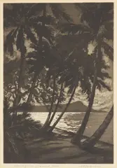Huc-Mazelet Luquiens, Moonlight on Diamond Head, 1932, Etching and aquatint on wove paper