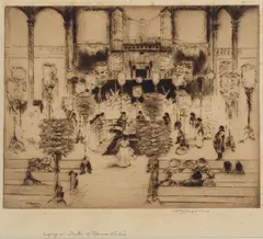 Huc-Mazelet Luquiens, Lying in State of Prince Kuhio, 1922, Etching on wove paper