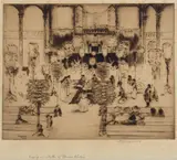 Huc-Mazelet Luquiens, Lying in State of Prince Kuhio, 1922, Etching on wove paper