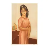 John Melville Kelly, Little Girl with Mango, Hawaii, c. 1940s, Aquatint in colors on thick wove paper