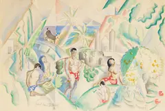 Robert Eskridge, Manga Reva, 1929, watercolor and graphite on paper